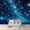 Universum Sternenhimmel Vlies Tapeten Wandtapete Blauer Mond Muster 3D Wandbild Wohnzimmer Wanddekoration Fototapete 3D Tapete Effekt 350x256 cm
