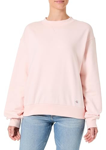 Calvin Klein Donna Felpa Badge Logo Terry con Scollo Rotondo
