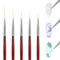Qianyu Lot de 5 pinceaux pour nail art 6/9/12/18/23 mm - Pour peinture et nail art - Stylo fin - Stylo à dessin aquarelle - Pinceau pour miniature acrylique - Idéal pour modèle de ligne d'écriture