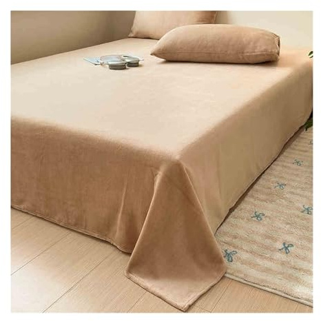 Flanell Bettlaken Flauschige Warme Betttuch Cashmere Touch Laken Leintuch Haustuch ohne Gummizug vielen Größen und Farben(Brown,120x230cm)