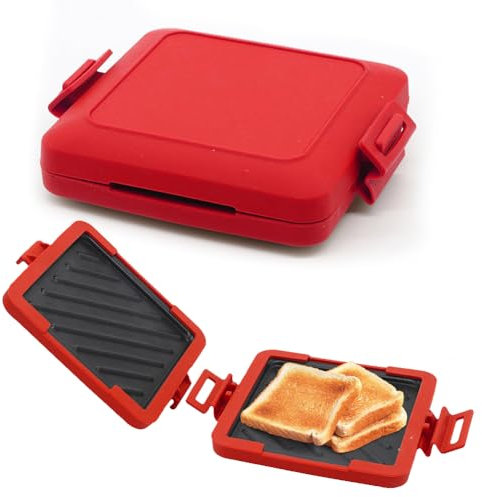 GETBSTOOP Microwave Toastie Maker, Microwave Toastie Breakfast Sandwich Maker Non-stick, Microwave Toastie Sandwich Maker and Grill Heatwave Technology for Bread Sandwich-Red