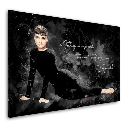 Kunstgestalten24 | Audrey Hepburn Bild Kunst Spruch Zitate | Leinwand Bild | Wohnzimmer bilder | Wandbilder | Wanddeko | XXL Bilder auf Leinwand | Moderne Bilder | Hochwertige Kunstdrucke