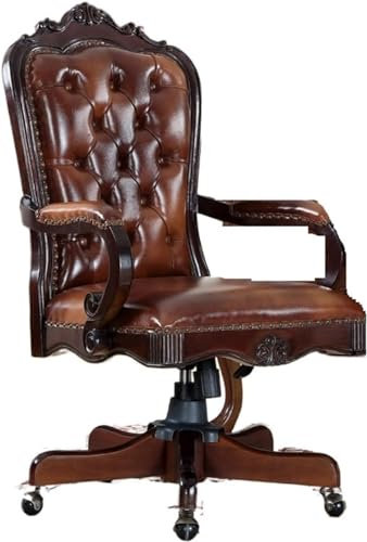 OWOHYG Chefsessel, Leder-Hebestuhl, Drehstuhl aus Holz, Computerstuhl, verstellbare Bürostühle, Wohnmöbelstuhl