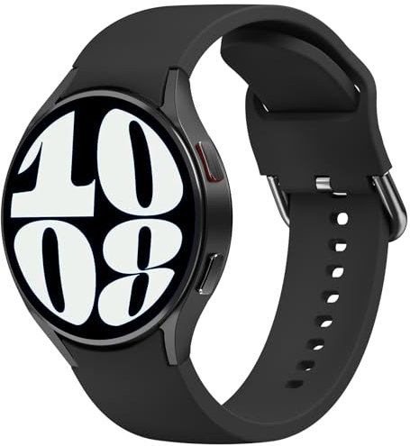 Amzpas Cinturino per Samsung Watch 6 40mm 44mm, 20mm Cinturino Sportivo in Silicone per Samsung Galaxy Watch 6 Classic 43mm 47mm (Nero)