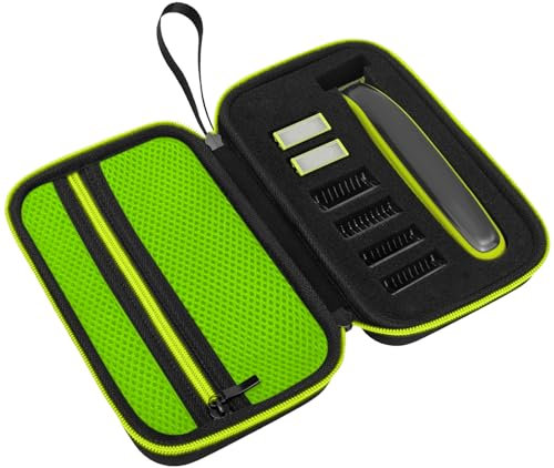LinMei Harte Reise-Tragetasche, kompatibel mit Philips Norelco One Blade Braun Series XT5 Micro Touch Solo King C Gillette Style Master Hybrid Elektro-Trimmer und Rasierer (Grün-Grün)
