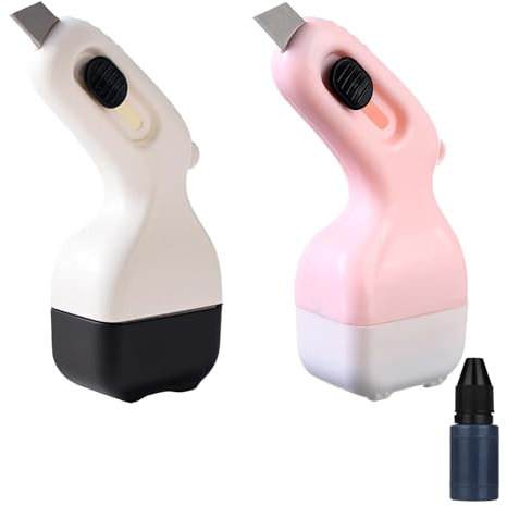 yolzhxe 2 Stück Rollstempel Datenschutz Nachfüllbar, Datenschutz Rollstempel mit 10 ml Nachfüllpackungen, Mini Cuttermesser, Identitätsdiebstahlschutz-rollenstempel, Unkenntlich Roller