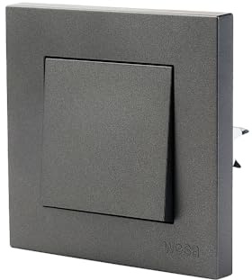Interruptor de pared moderno, simple encendido, 250 V 10 A, diseño cuadrado, gris antracita, montaje empotrado, para hogar y oficina