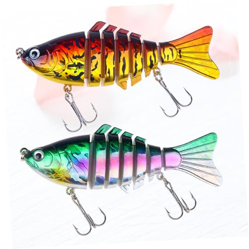 HEMOTON 2 Stück Mehrteilige Metall kunstköder mit Fischähnlichem Design Naturnahe Doppelte Drillinge Robust und Lichtreflektierend für Forellen und Barsch Angeln