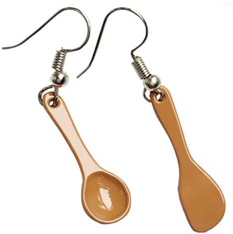 POPETPOP Boucles Oreilles Mini Cuillère Design Artisanales et Légères Crochets Suspendus Confortables Bijoux Femme pour Fêtes et