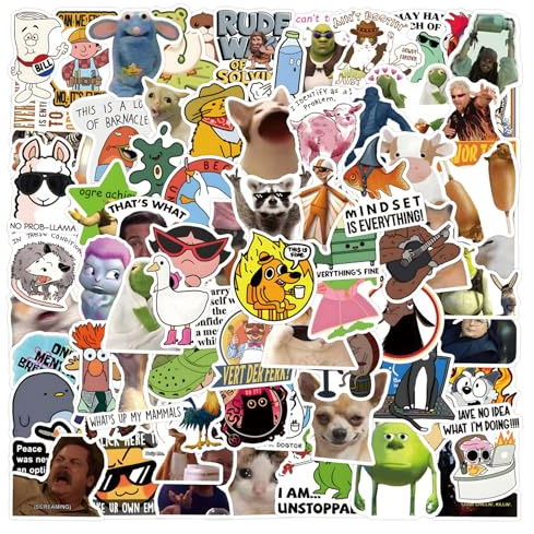 Funny Meme Sticker Pack, 100 Pieces, Waterproof Vinyl Decals for Laptop, Water Bottle, Phone, Skateboard, Journal, Trendy Internet Culture Design, Adult and Teen