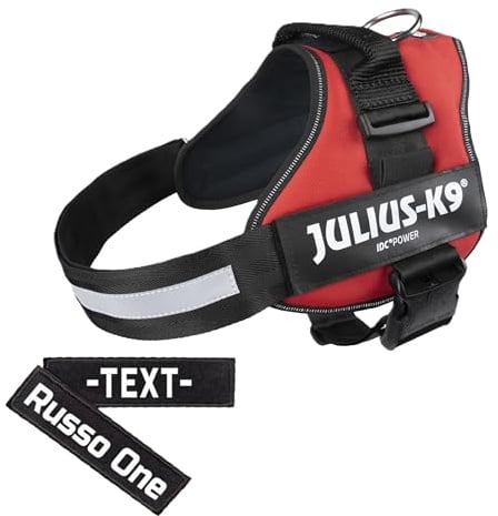 K9 Powergeschirr Original Julius-K9 Hundegeschirr für Diensthunde inkl. 2 Stück Klettsticker mit Wunschtext gratis (Rot, 2/XL (Brust: 71-96 cm))