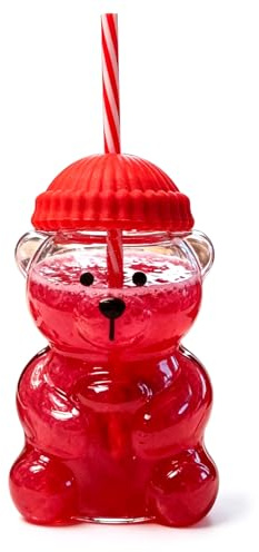 Garsent Bear Cup 2026 Neuer Bären-Strohbecher von Teed, Süßer Bären-Glasbecher mit Strohhalm, Wiederverwendbarer 20-Unzen-Glasbecher mit Deckel für Eiskaffee, Milchtee und Cocktails