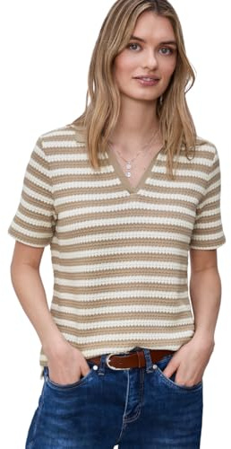 Damen Kurzarm Poloshirt mit Streifen