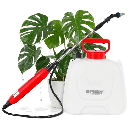 HECHT Akku Drucksprüher 5L ohne Pumpen bis 2,5 bar | Elektrischer Pflanzensprüher mit USB-C, Teleskoplanze 62-82 cm, automatischem Druck und Gartenspritze