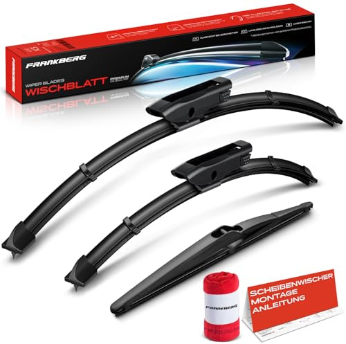 Frankberg 3x Scheibenwischer Wischerblätter 500mm/350mm/300mm,Vorne Hinten | Kompatibel mit Twingo II CN0, Twingo III BCA BCM; inkl. Verschleißanzeiger und Reinigungstuch