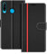 COODIO Handyhülle für Huawei P30 Lite Handy Hülle, Huawei P30 Lite Hülle Leder Handytasche für Huawei P30 Lite / P30 Lite New Edition Klapphülle Tasche, Schwarz/Rot