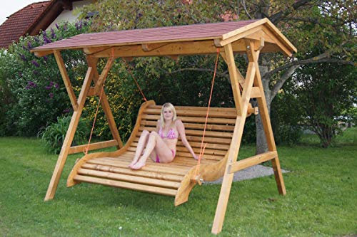 DEKO VERTRIEB BAYERN XXX Luxus Premium Hollywoodschaukel Holz Massivholz Gartenmöbel Garten Schaukel mit Dach inkl. Spedition