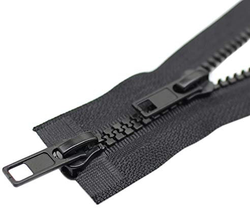 YaHoGa 2 Stück 91 cm #5 Reißverschluss Kunststoff 2 Wege teilbar Schwarze 5mm Reissverschluss für Mantel Jacken (2 Wege)