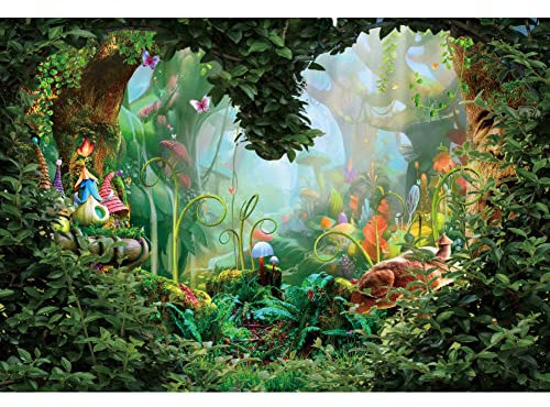 OERJU 3 x 2 m Märchen Verzauberter Wald Hintergrund Magischer großer Baum Pilz Wald Wunderland Hintergrund Kinder Geburtstag Party Dekorationen Banner Fotostudio Requisiten