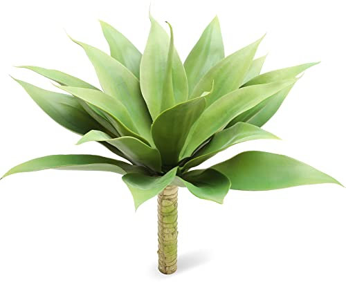 Künstliche Agave-Sukkulenten-Pflanze, 45.7 cm, 100 % natürlich aussehende künstliche Grünpflanze, Agave mit realistischen Stielen, künstliche Pflanze für Innen- und Außendekoration