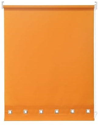 Square Eyelet Windows Roller Blinds Polyester Fabric, Easy Fit Trimmable, Blind with Metal Tube and Child Safe Fittings (Width 120cm x Length 165cm, Ochre Pantone# 15-0960TPC)