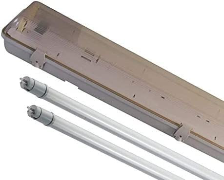 4FT Twin LED 2 X 18W Non Corrosive Weatherproof Fluorescent Light Fitting IP65 Energy EFFICIENT Outdoor Strip Light - Ideal for GARAGES, Workshop, Sheds, GREENHOUSES OR Commercial Applications