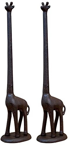 Selections Free Standing Giraffe Loo Roll Toilet Peper Holder in Cast Iron - Pack of 2