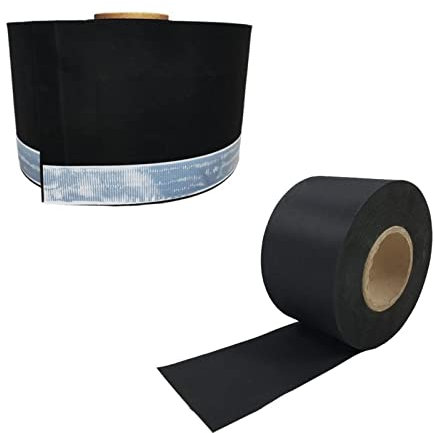 dubaust EPDM24 extrem widerstandsfähige Dichtfolie EPDM-Kautschuk mit/ohne einseitigem Butyl-Streifen Abdichtung von Fenster- und Türelementen 25m/Rolle (mit Butylklebestreifen, 100mm x 1,2mm)