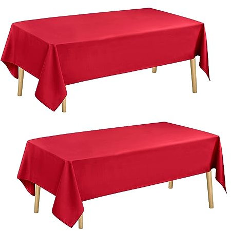 Hiasan Glatt Weihnachten Tischdecke Fleckenabweisend Tischtuch mit Lotuseffekt Leicht Wasserabweisend Tischwäsche, 2 Stück, Rot, 130x220cm