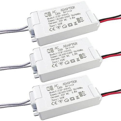 3 Stück LED Transformator 12V, Treiber Netzteil 1.25A 230V Auf 12V DC, Konstante Spannung Schaltnetzteil Adapter für Lampen G4, MR11, MR16, GU5.3 (12W)