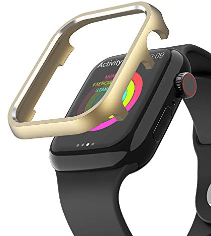 Hülle Edelstahl Kompatibel mit Apple Watch Series 9 41mm Gehäuse, Metall Schutzhülle Aluminium Bumper Case Kratzfest Stoßfeste Uhrengehäuse Schutzhülle Kompatibel mit iwatch 41mm Series 7/8/9, Gold