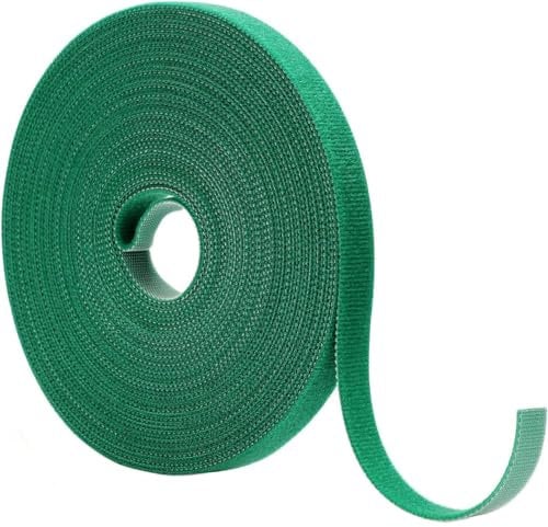 PINEPAN Pflanzenbinder Klettverschluss 10 mm Kabelbinder Wiederverschließbare Pflanzenbinder Pflanzen Klettband zum Binden von Pflanzen Baum Grün 15 m