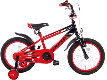 Cortego BMX Cross rot 16 Zoll Jungen Fahrrad für Jungen 3-5 Jahre, 100-115 cm
