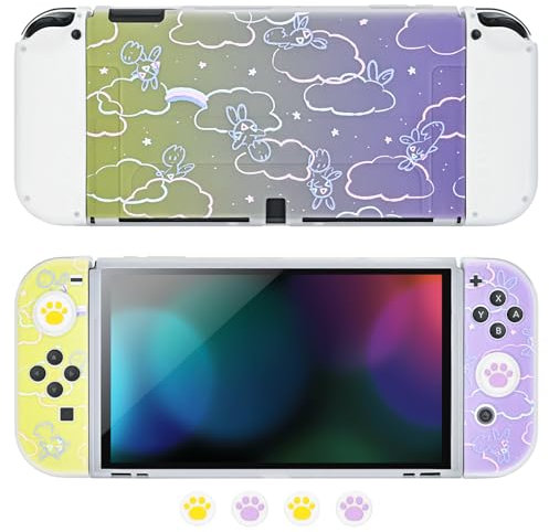 DLseego Custodia Switch OLED per Switch OLED 2021 Versione, Gradiente Matte Clear Soft Switch OLED Cover per con 4 Copri levette analogiche,Antiurto e Antiscivolo,Poke Genio