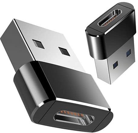 2 PACK USB C to USB Adaptor, Type C Female to A Male Charger Cable Converter Compatible with Mbook, Notebook, Tablet, Smartphone, Airpods,Galaxy S23 S24 A34, iPad 10 Air 4 5 (Space BLACK) (Black)