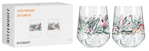 RITZENHOFF 3701003 Gin-Glas 700 ml - Serie Schattenfauna Set - 2 Stück Tumbler mit Tiermotiv Leopard - Made in Germany