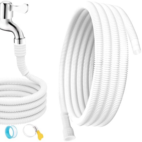Universal Dehumidifier Drain Hose 10 Feet Air Conditioner Hose with Cut-Table Rubber Adapter Connect Clamp and Teflon Tape, Drain Pipe for Dehumidifiers, Air Conditioners
