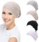 Muslimische Hijab-Mütze für Damen, Baumwolle, Spitze, Stretch, Unterkappe, Turban-Mütze mit Bindebändern, Chemo-Schlaf-Kopfbedeckung, 2 Stück, Khaki, Hellgrau, Schwarz und Weiß, 2-8