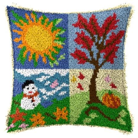 YOOTOM Kit de housse de coussin avec crochet à loquet en Noël,kit de broderie,kits de fabrication de taies d'oreiller,Christmas latch Hook Pillowcase Kits 43x43cm