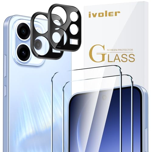 ivoler Pack de 2 Film de Protection d’écran en Verre Trempé pour Oppo Reno 15F 5G / Oppo Reno 15 FS 5G, avec 2 Pièces Caméra Arrière Protecteur, Dureté 9H Glass, Anti Rayures, Sans Bulles