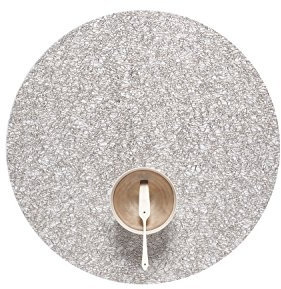 Chilewich Tischset Metallic Lace Rund Silber 39 cm