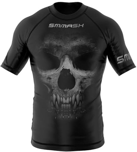 SMMASH Rashguard Uomo Manica Corta, Maglietta a Compressione MMA Krav Maga BJJ Grappling Running Palestra, Canotta Palestra Traspirante Leggero, Maglia in Materiale Antibatterico, Prodotto dell'UE