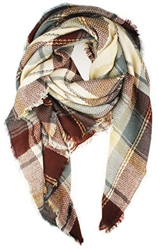 VIVIAN & VINCENT Damen karierte decke winter-schal warm wrap maxi-schal cape einheitsgröße weihnachten, rot, grün c14