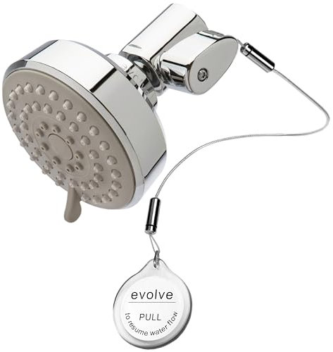 ShowerStart Pommeau de douche WaterSense à haute pression, faible débit, massage, pulvérisation complète du corps et pause, 1,5 gpm avec technologie intégrée d'économie d'eau chaude, finition chromée