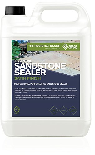 StoneCare4U - Sandstone Sealer Satin - 5L - Gloss Enhancement Exterior Natural Stone Sealant for Sandstone, Limestone, Slate & More. Outdoor Patio Sealant for Patio, Drive & Paths