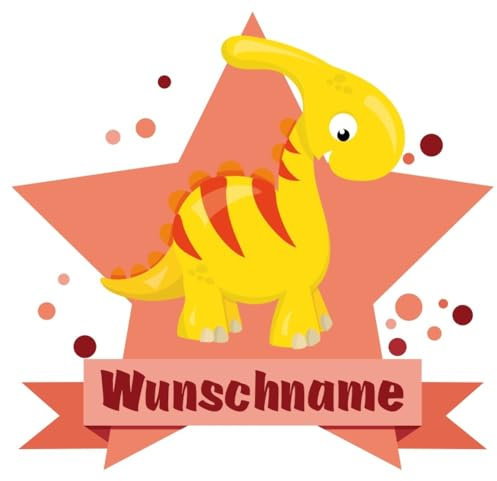 Samunshi® Süßer Dino Wandtattoo Türschild mit Name personalisierbar Kinderzimmer Türaufkleber Baby Wandaufkleber - 110x95cm mehrfarbig