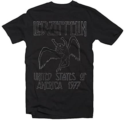 Led Zeppelin T Shirt USA 77 Band Logo Nouveau Officiel Homme Noir Size L