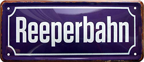 WOGEKA ART Retro Blechschild - Reeperbahn Hamburg Altona Kiz - witziger Spruch als Geschenk-Idee zum Geburtstag Weihnachten zur Dekoration 28x12 cm Vintage-Design aus Metall 1084