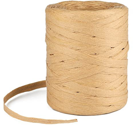 G2PLUS 200M Cuerda natural de rafia para decoración de arte y bricolaje - Cinta de papel para envolver regalos