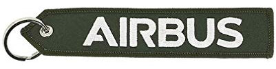 AIRBUS - Porte clés A400M, Bord Cousu, Oeillet Solide, Pour Sacs et Valises, Idée cadeaux passionés aéronautique, Vert, Taille unique 160 x 30 mm